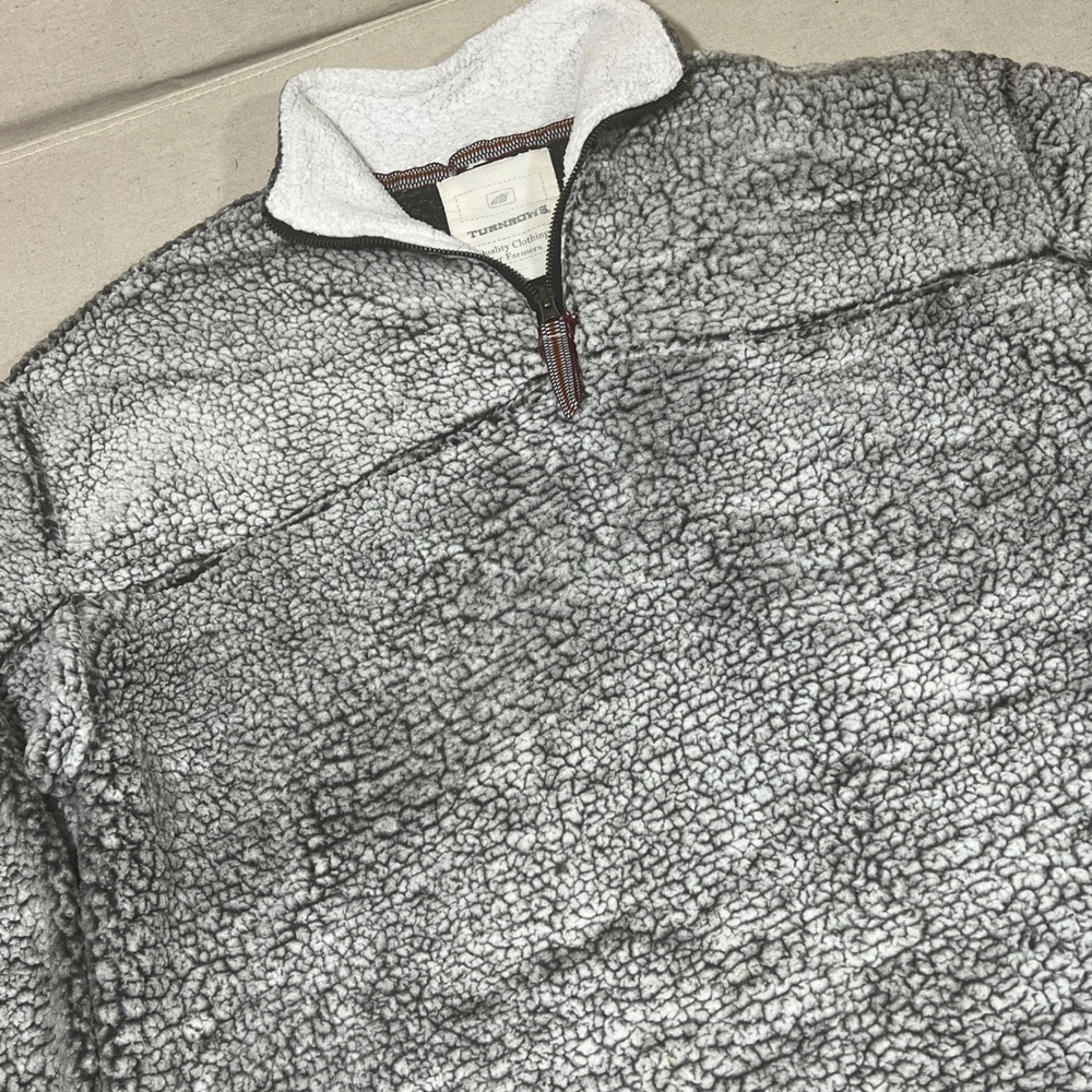 Turnrows Sherpa Pullover Gray Fleece Sweater Quarter Zip Farmcore Menswear *XL‎